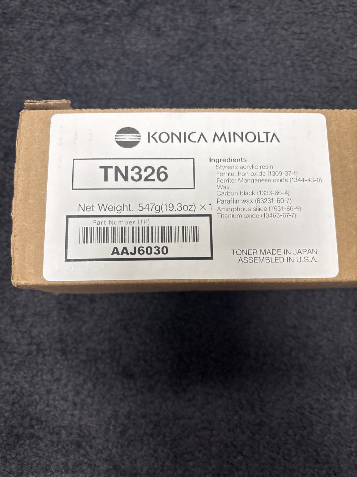 Konica Minolta TN326 (AAJ6030) Genuine Black Toner Cartridge