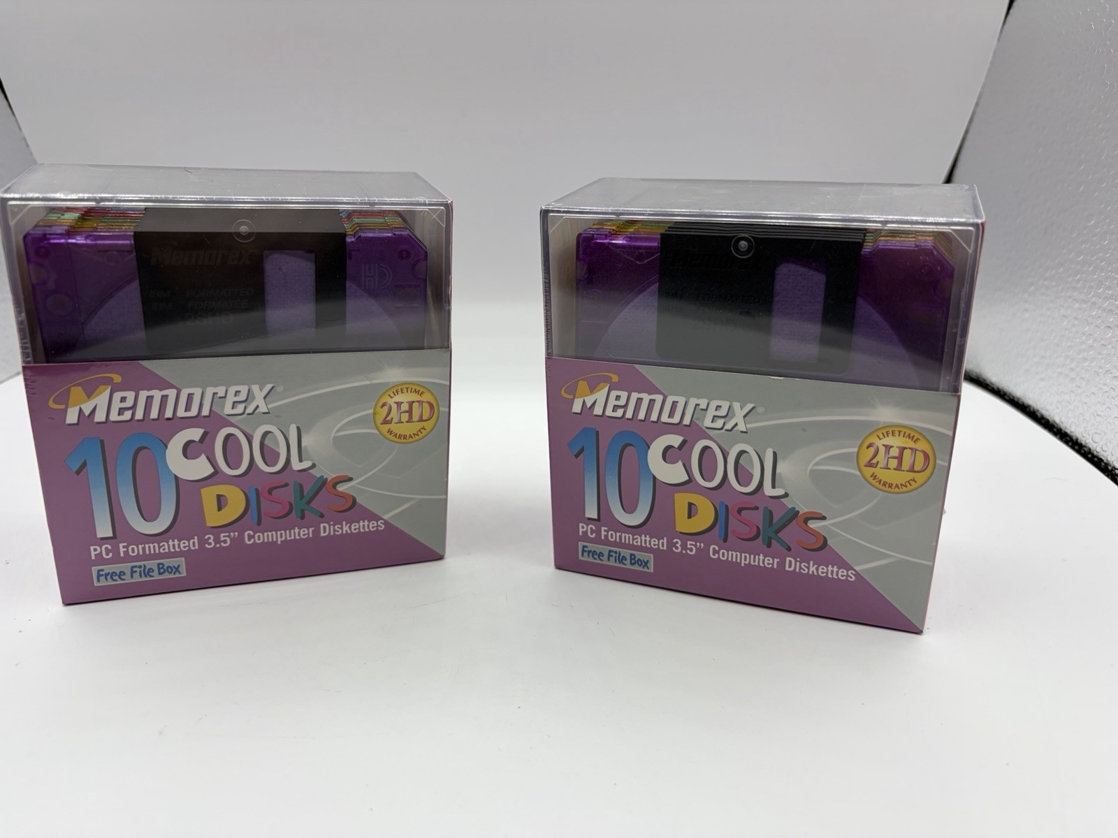 (2) Memorex 2HD 3.5" Computer Disk 10 Pack PC Format Cool Disks w/ Box - Sealed