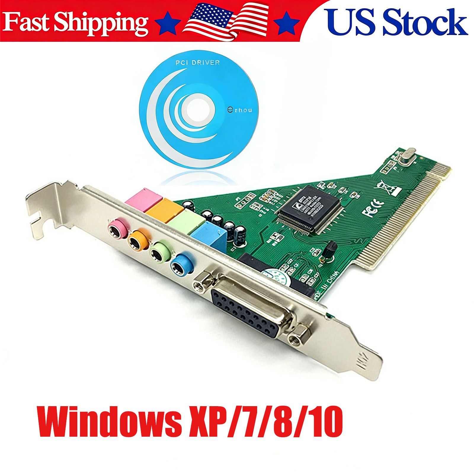 4 Channel 5.1 Surround PCI Sound Card 3D MIDI for PC Windows XP/7/8/10
