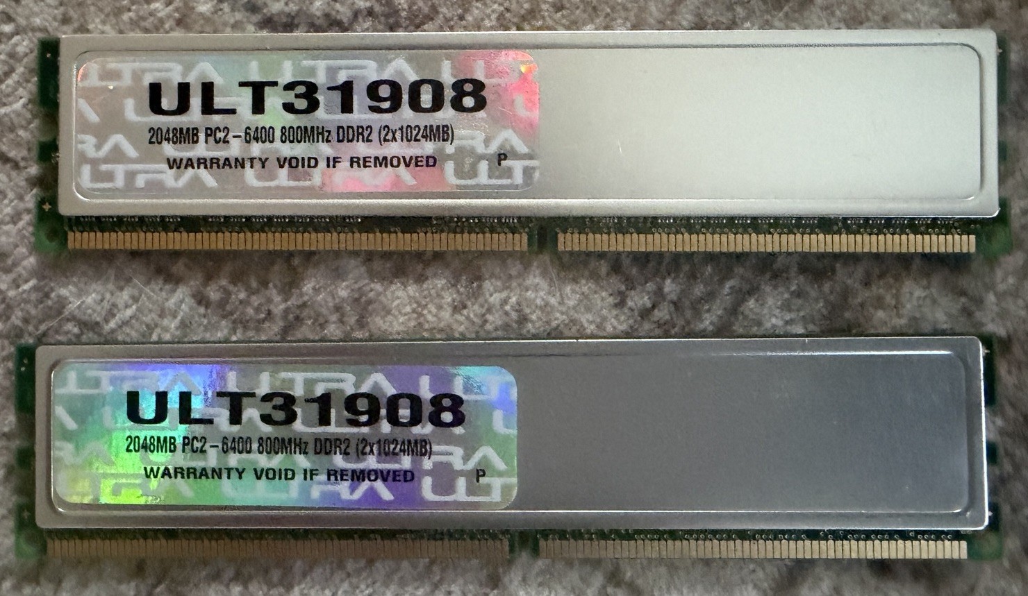 Ultra ULT31908 2GB Kit 2x1GB DDR2 800MHz PC2-6400 240-Pin Desktop RAM