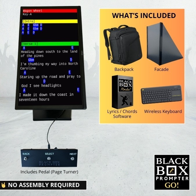 BLACK BOX Prompter GO Bundle w/WiFi, Pedal, Facade, Keyboard & Backpack
