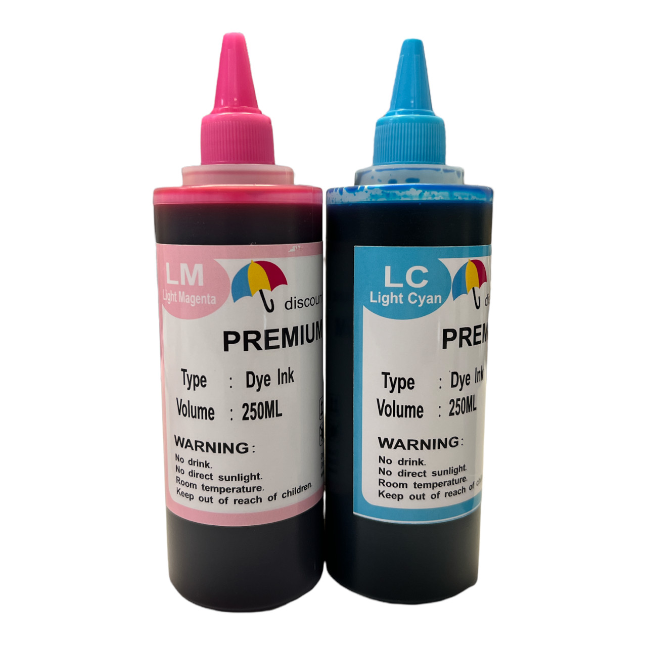 250ml Light Magenta & Light Cyan bulk refill ink for Epson inkjet printer
