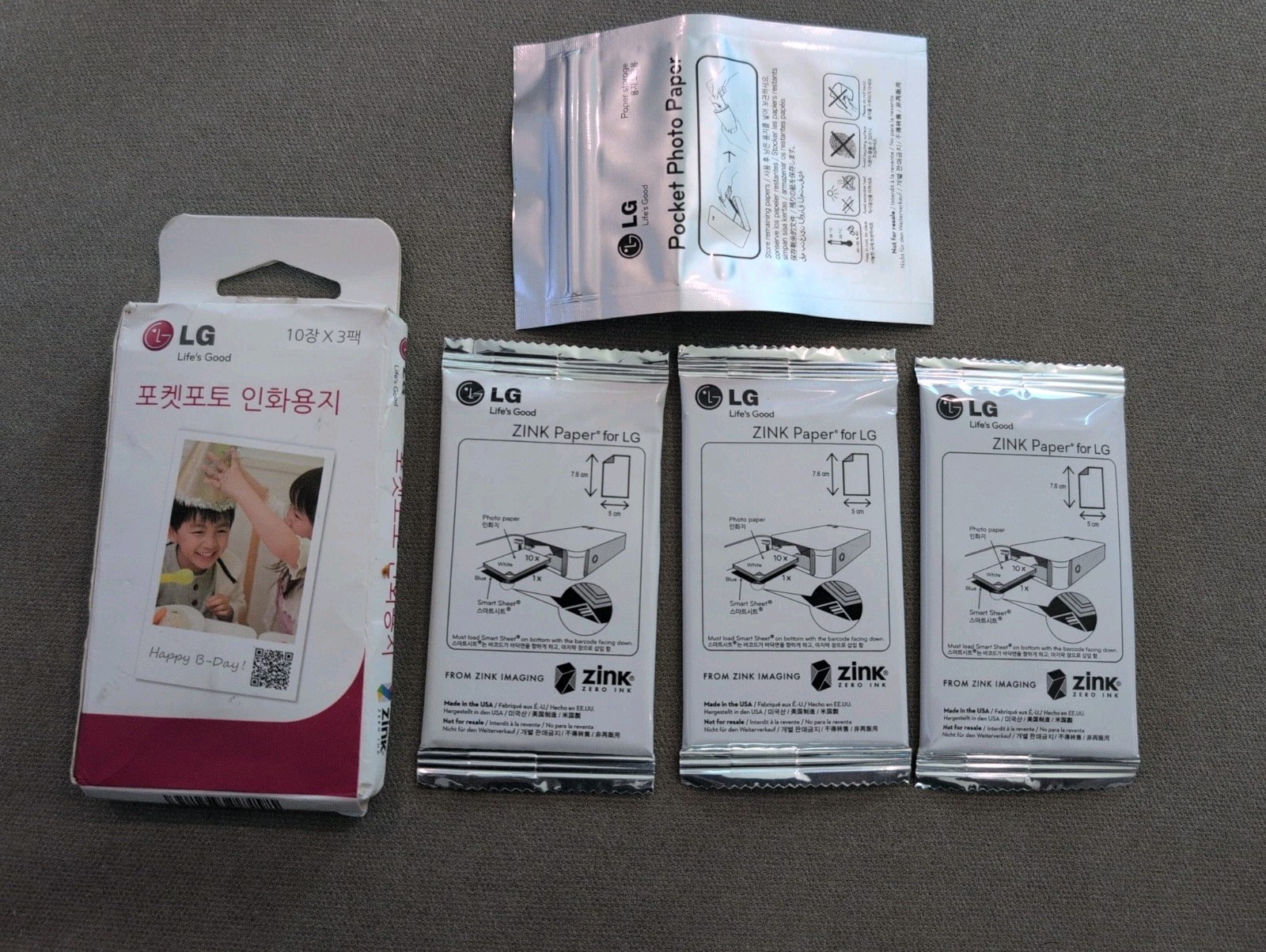 LG OEM Zink 60 Sheets 2"x3" Photo for Pocket Printer PD261 251 269 221 233 239