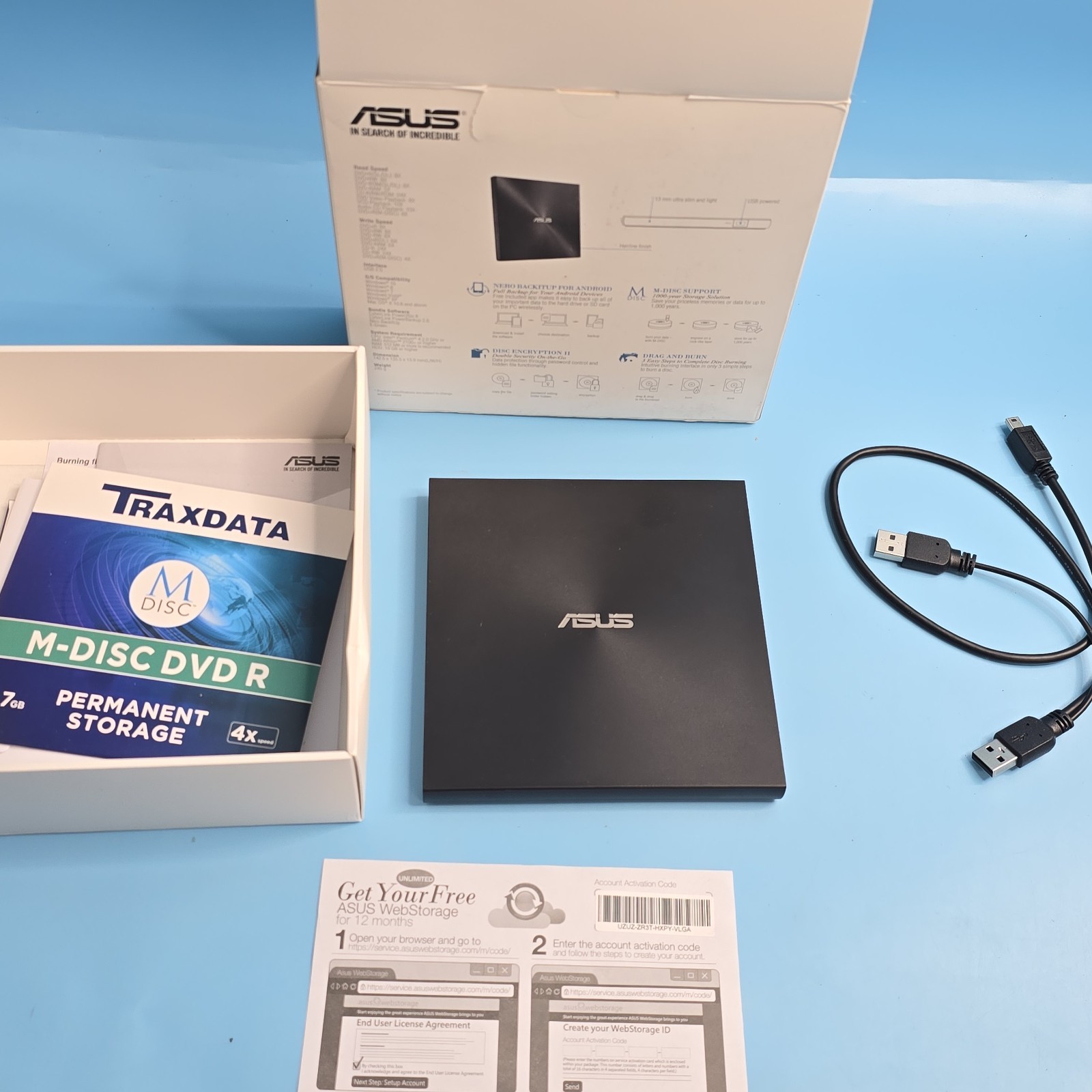 ASUS SDRW-08U7M-U optical disc drive DVD±RW Black