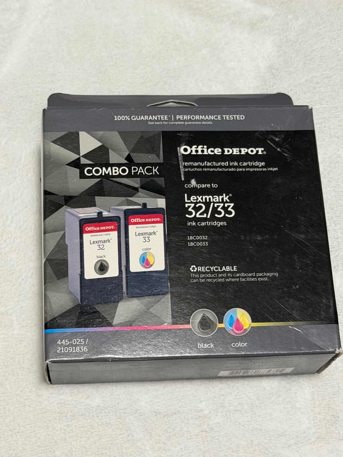 office depot reman ink compare to lexmark 32/33 black and color combo pack