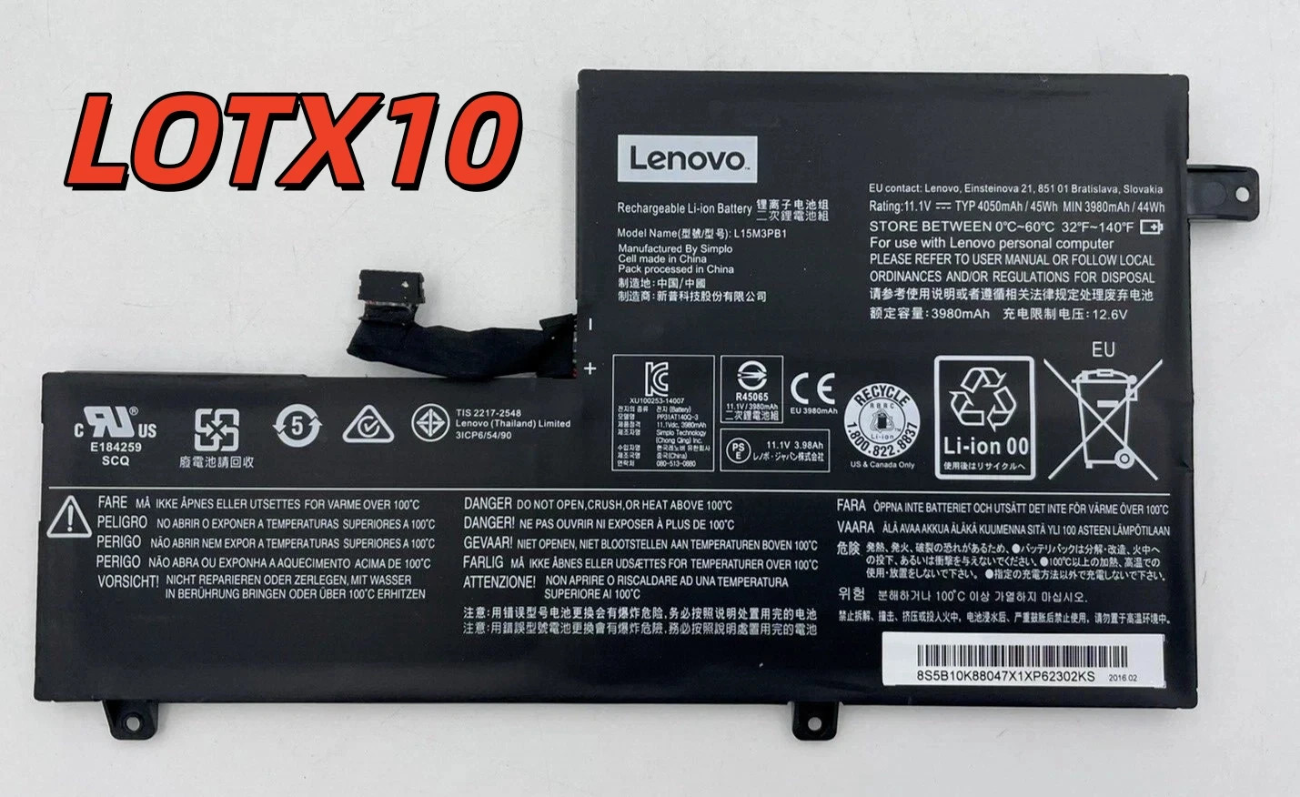 LOTX10 L15M3PB1 L15L3PB1 Battery for Lenovo Chromebook S330 C330 N22 N23 N42