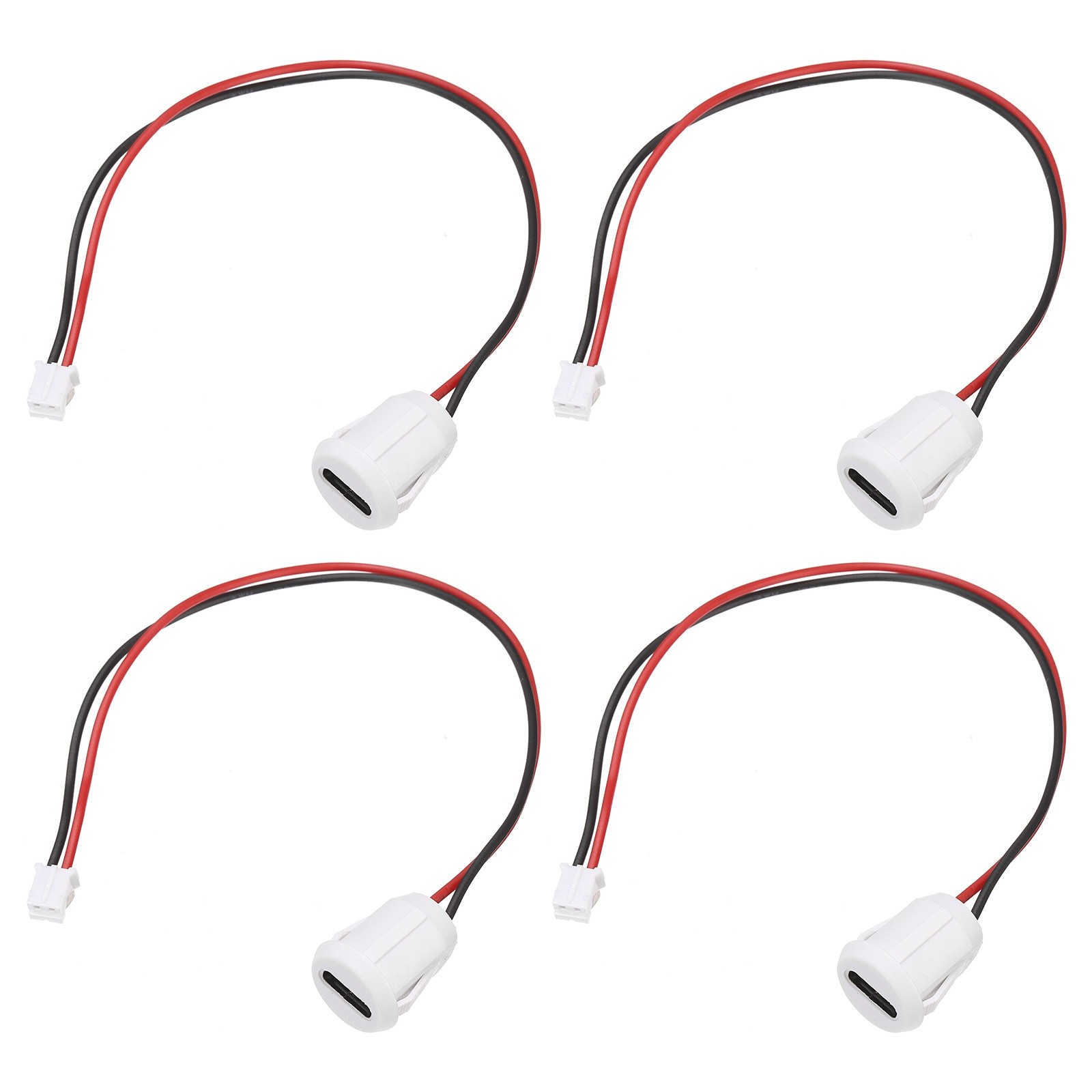 4pcs Type-C 2Pin Wire White Round USB-C Female Socket to PH2.0