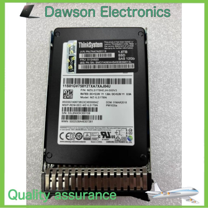 New Lenovo 01GV823 1.6T SSD SAS 12G 2.5 PM1635A SR Server Solid State Drive