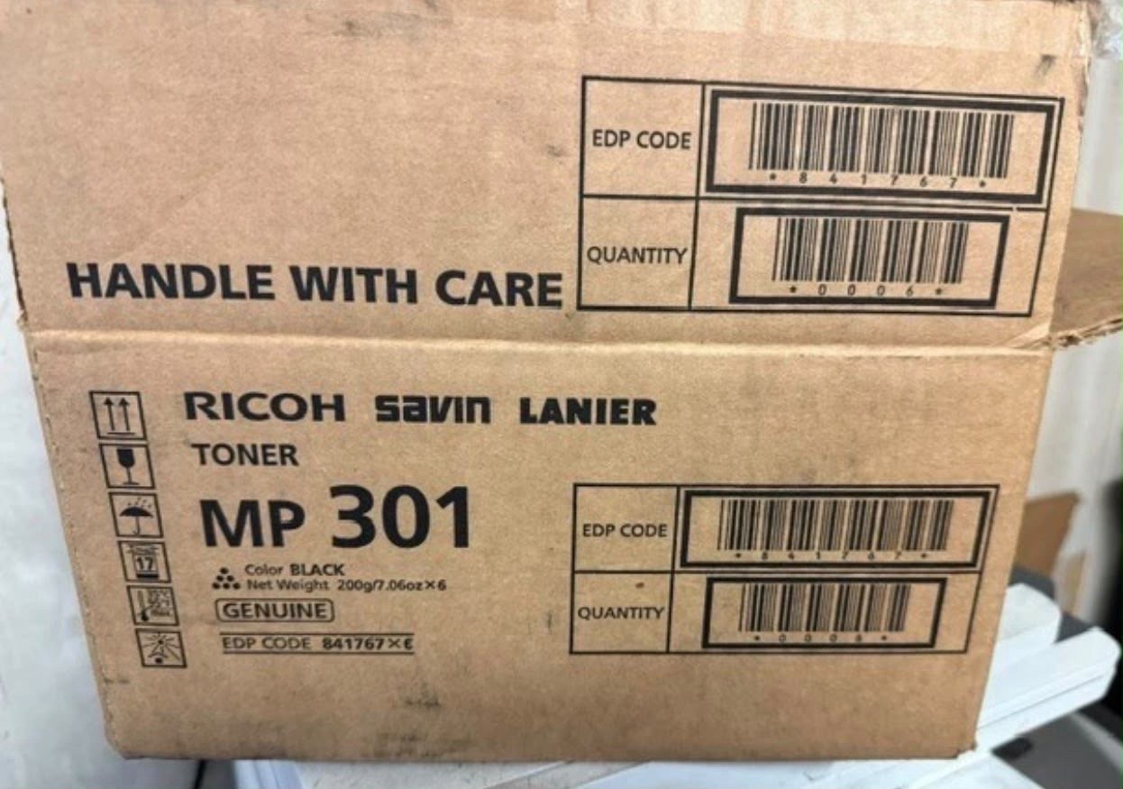 RICOH GENUINE 841767 MP 301 Black Toner Box of 6 NEW . SHIPS FREE