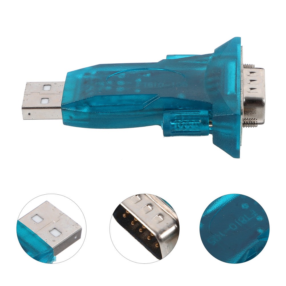Reusable USB to Serial Adapter Blue Durable Plastic Stable Data Transfer