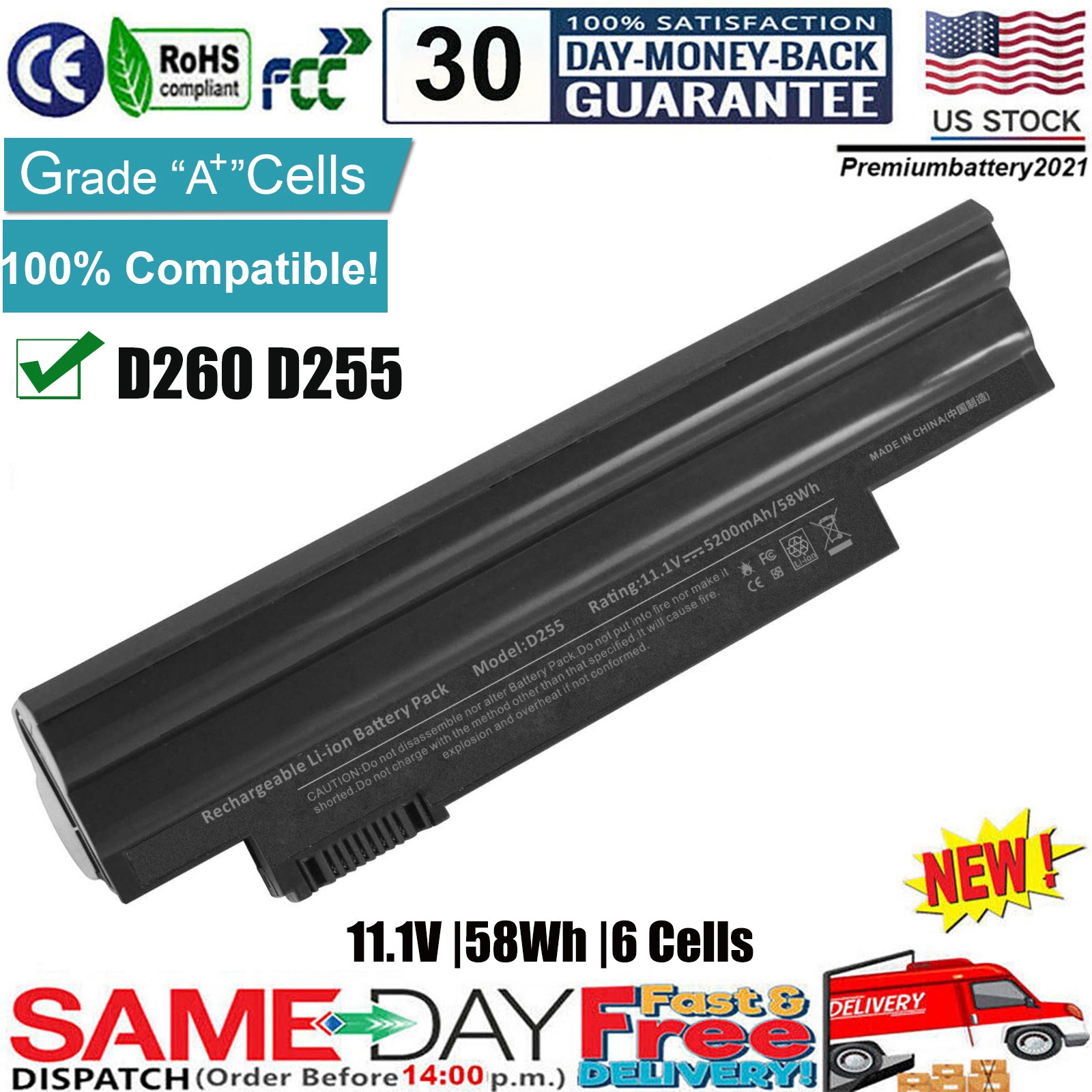 Laptop Battery for ACER Aspire one 522 722 D255 D257 D260 D270 AL10A31 AL10B31