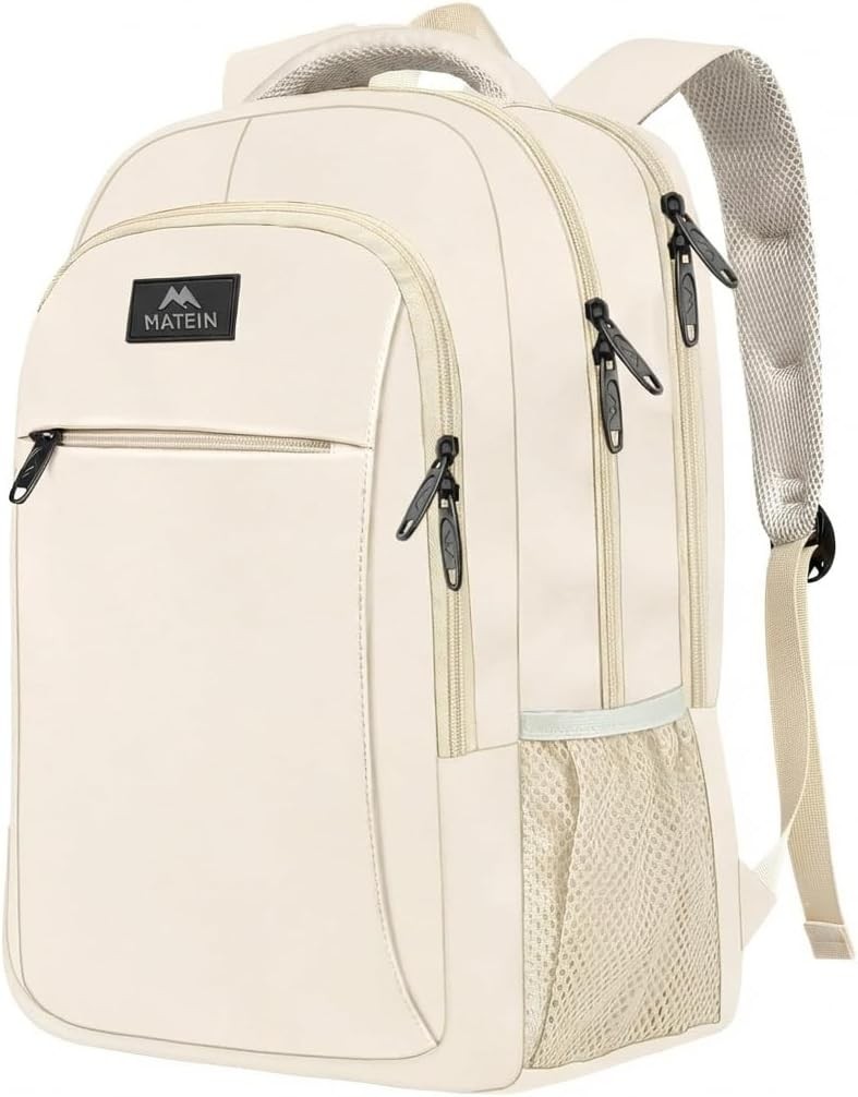 MATEIN Beige Women Backpack for Work, 15.6 Inch Slim Travel Laptop Bag | Fits 15