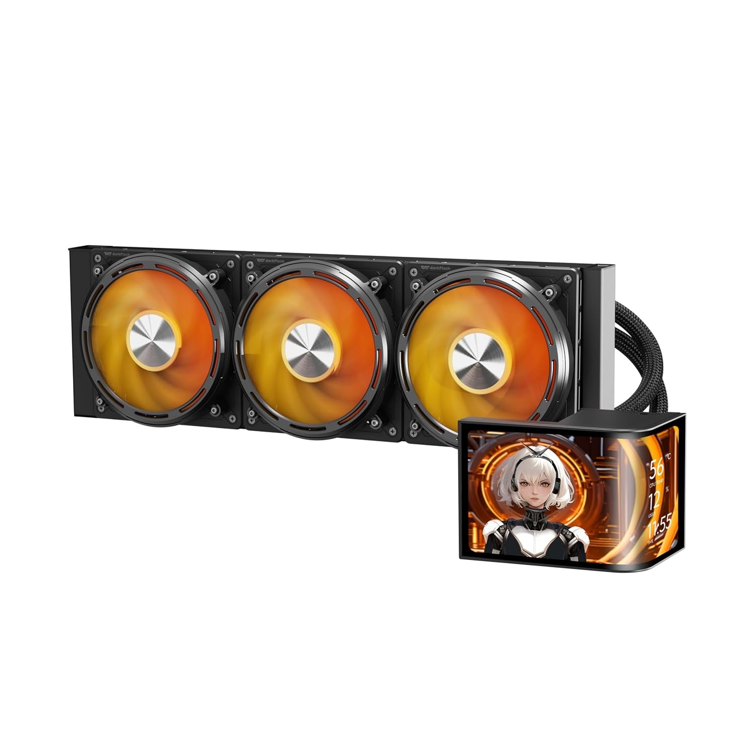 darkFlash 360mm AIO CPU Cooler 2K OLED ARGB PWM Intel AMD Black DF-UV360-BK