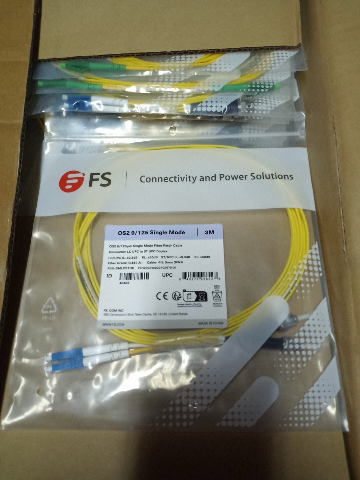 Box Lot 290+ OS2 9/125 Single Mode Fiber Patch Cable 3m Yellow