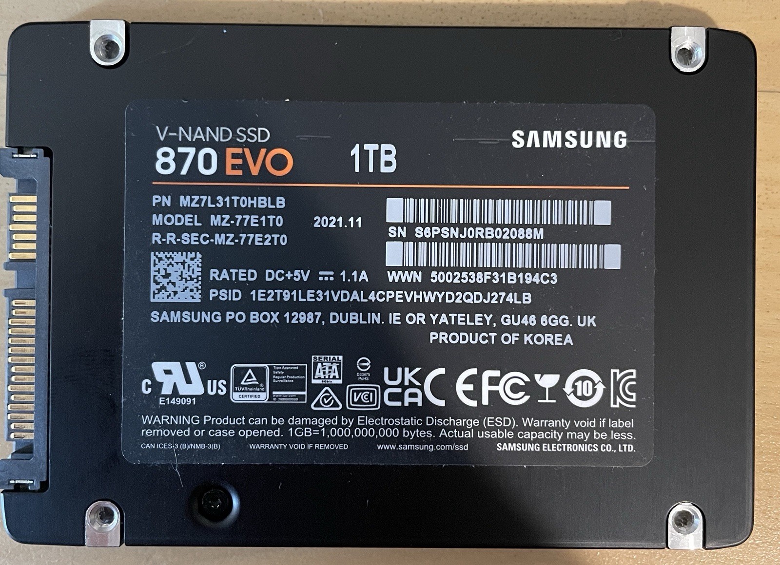 Samsung 870 EVO 1TB 2.5" SATA III Internal SSD TESTED