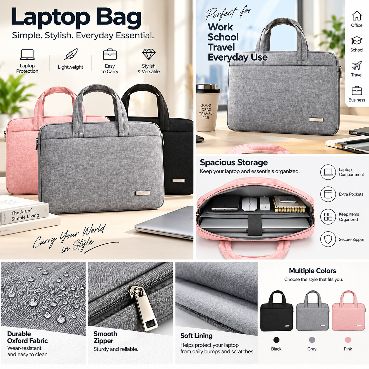 Laptop Shoulder Bag Sleeve Case Carrying Bag for Men Women Notebook Computer