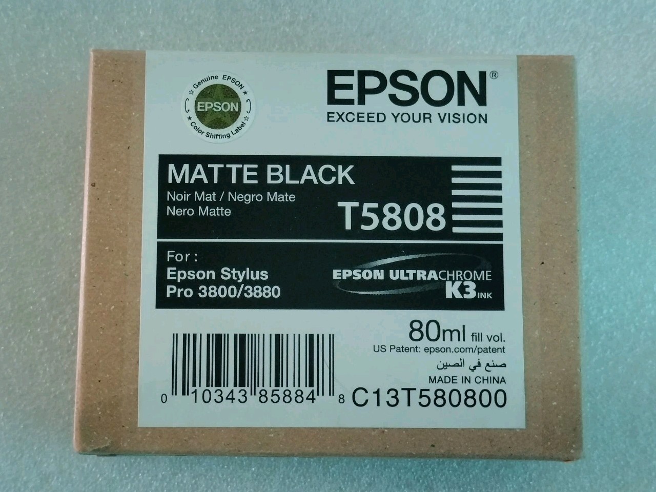 08-2026 Opened Bag Never Used T5808 Genuine Epson Pro 3800 3880 Matte Black Ink