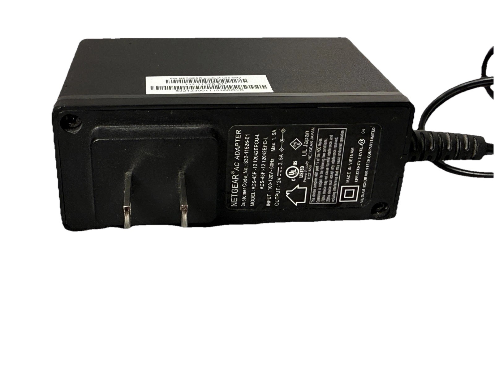 Genuine NETGEAR AC Adapter Power Supply 12V 5A 332-11526-01 2-prong