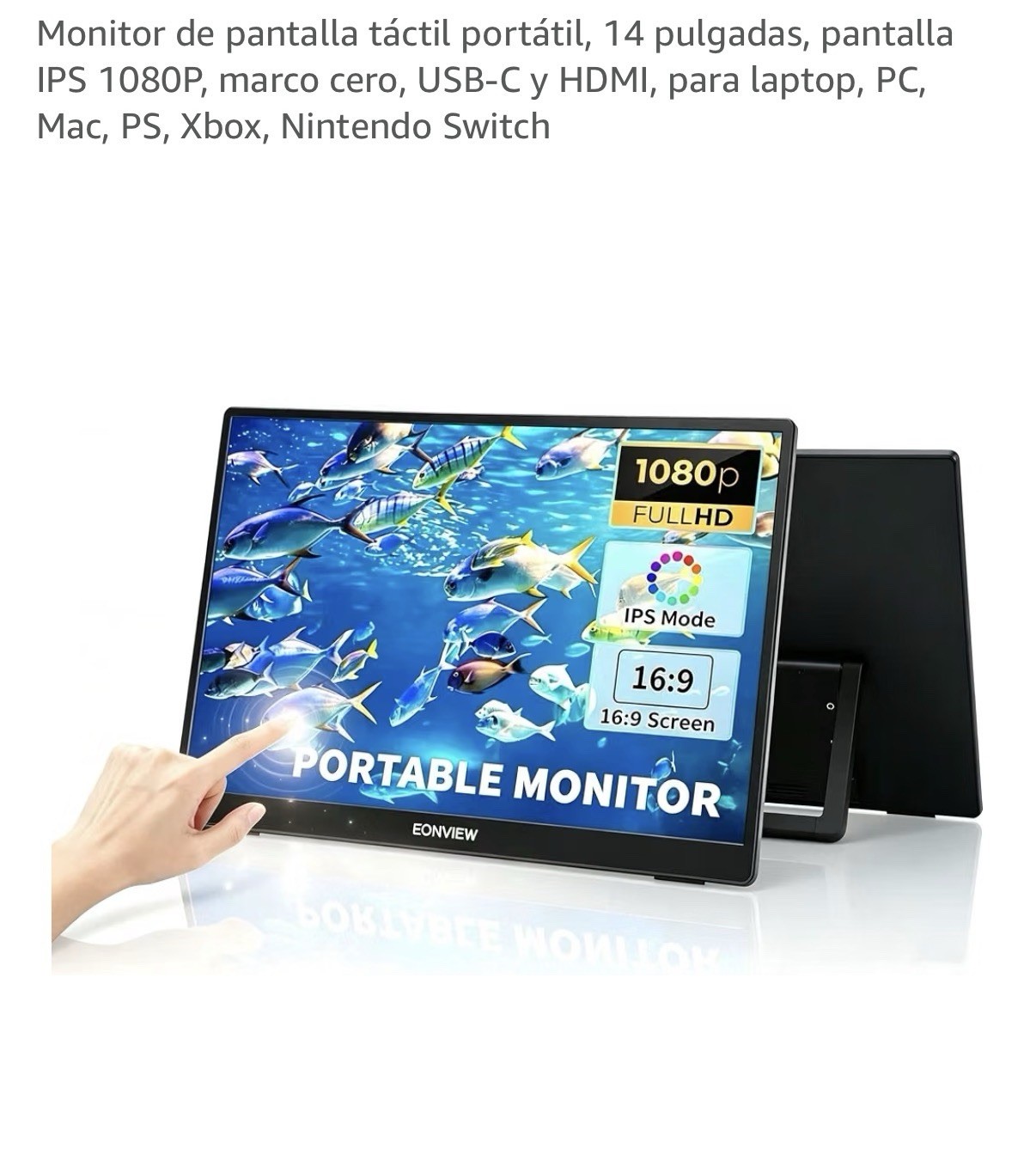 EONVIEW 14in Touchscreen Portable Monitor IPS 1080p HDR USB-C Mini HDMI