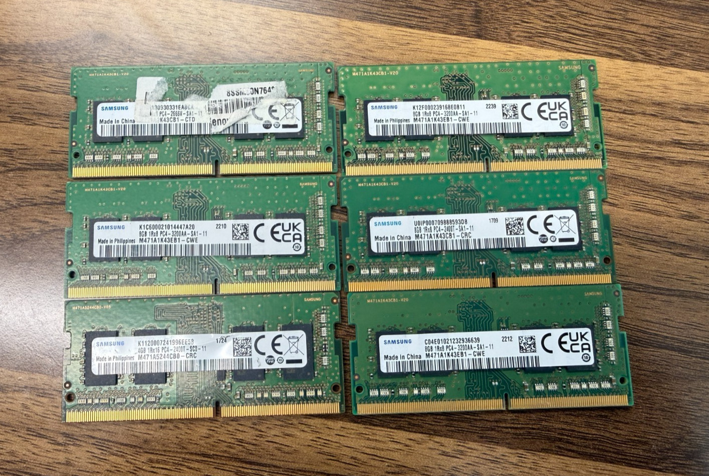 Lot 6x Samsung 8GB 1Rx8 (6x8gb) PC4-2400T SO-DIMM Laptop Memory Module TESTED