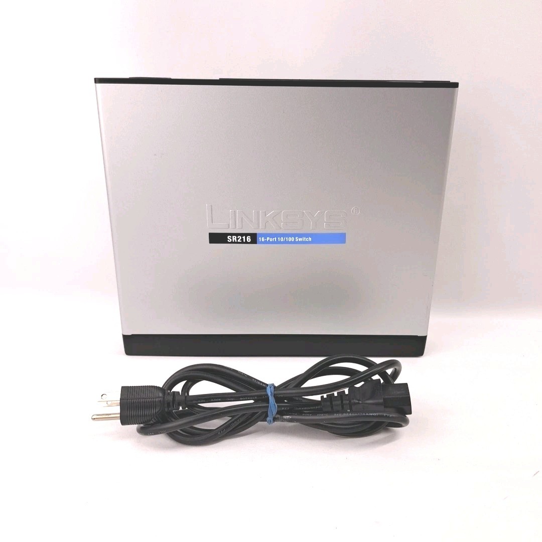 Linksys SR216 16 Port 10/100 Fast Ethernet Network Switch With Power Adapter