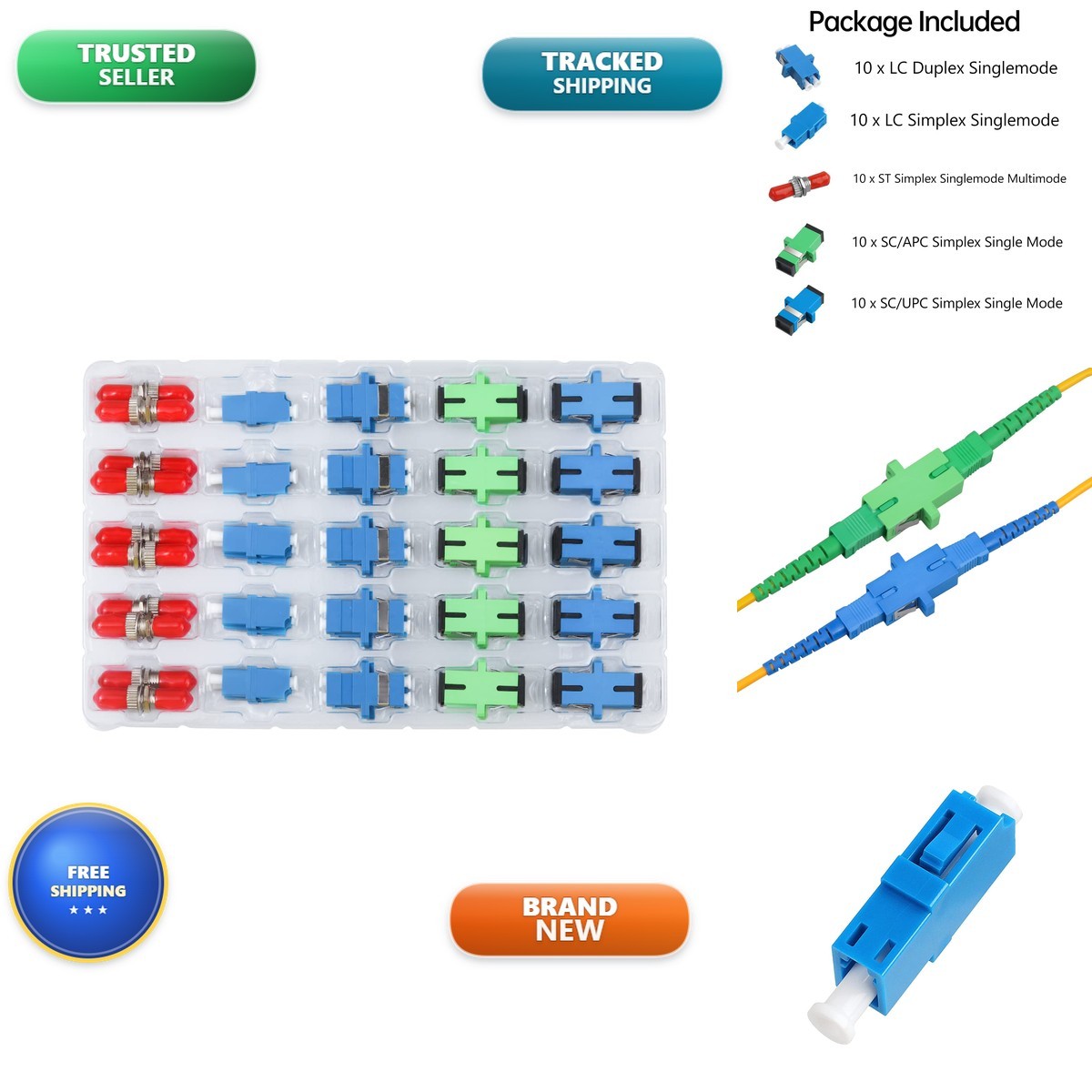 Duogalia Fiber Optic Couplers 50pcs SC/UPC SC/APC ST LC Single-Mode Multi-Mode
