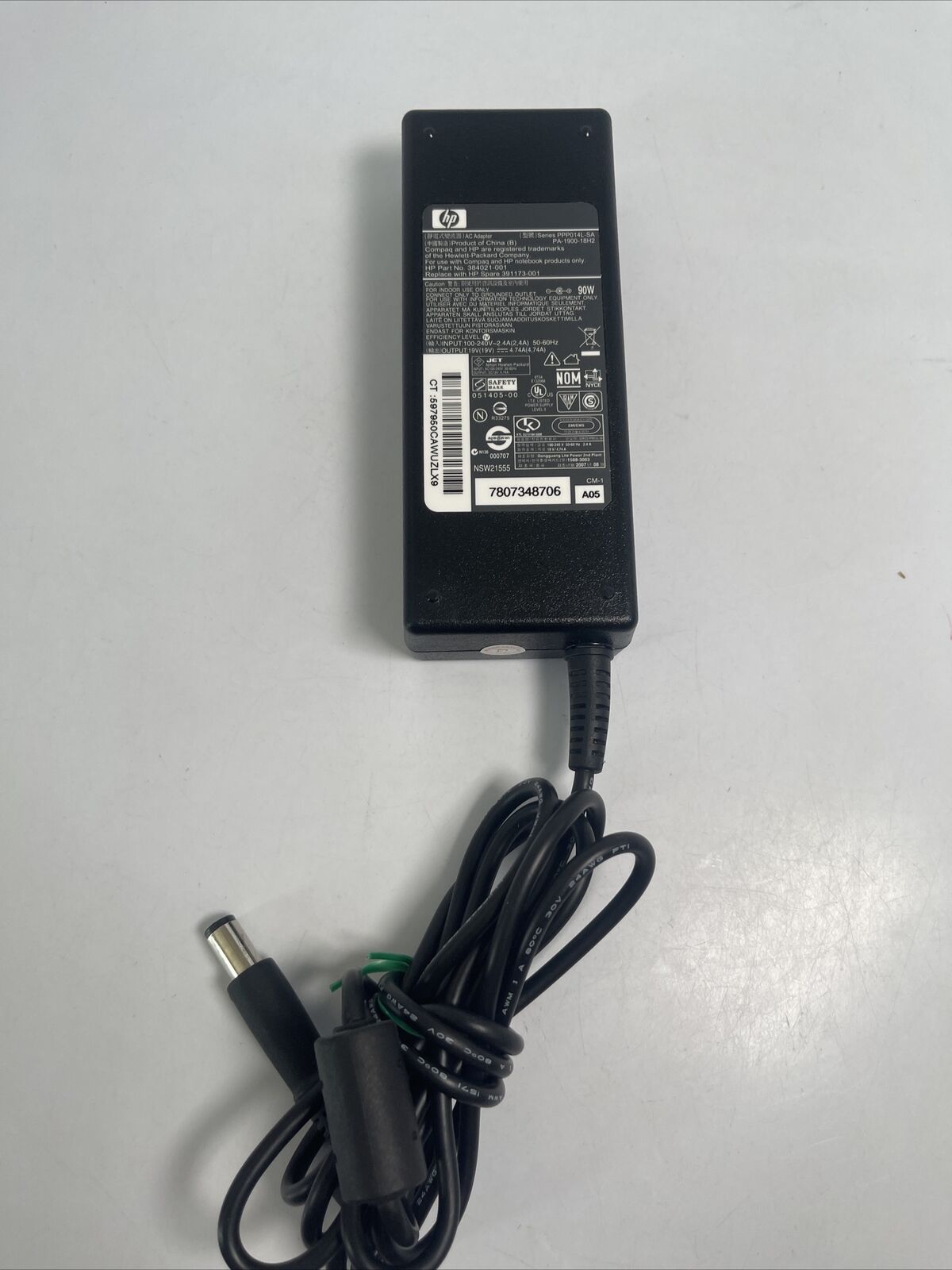 Genuine HP Laptop AC Adapter Power Supply PPP014L-SA PA-1900-18H2 384021-001