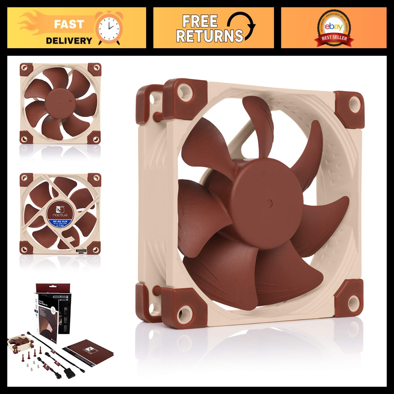 80mm High-Performance Whisper Quiet Cooling Fan - Ultra Low Noise, Efficient Air