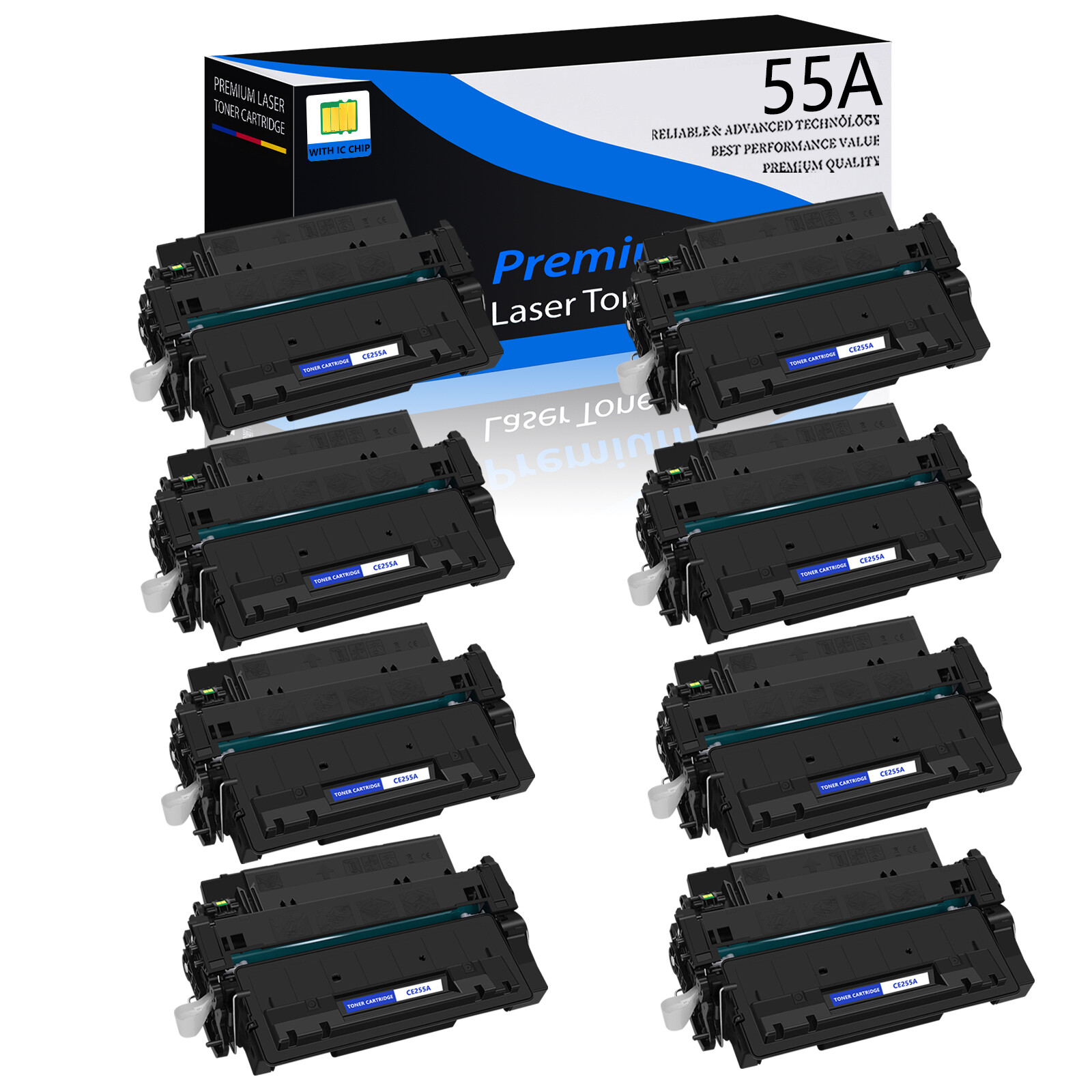 8PK Compatible with HP 55A CE255A LaserJet P3015 P3015d P3015n P3015dn P3015x