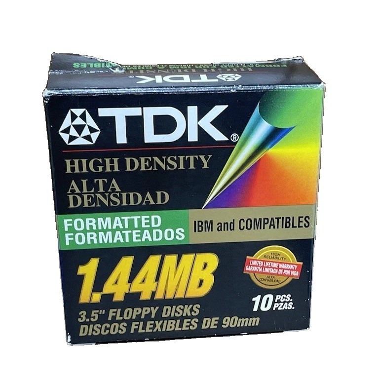 Vintage TDK 3.5" Floppy Disks Lot of 5 - 1.44MB High Density IBM Retro PC Media