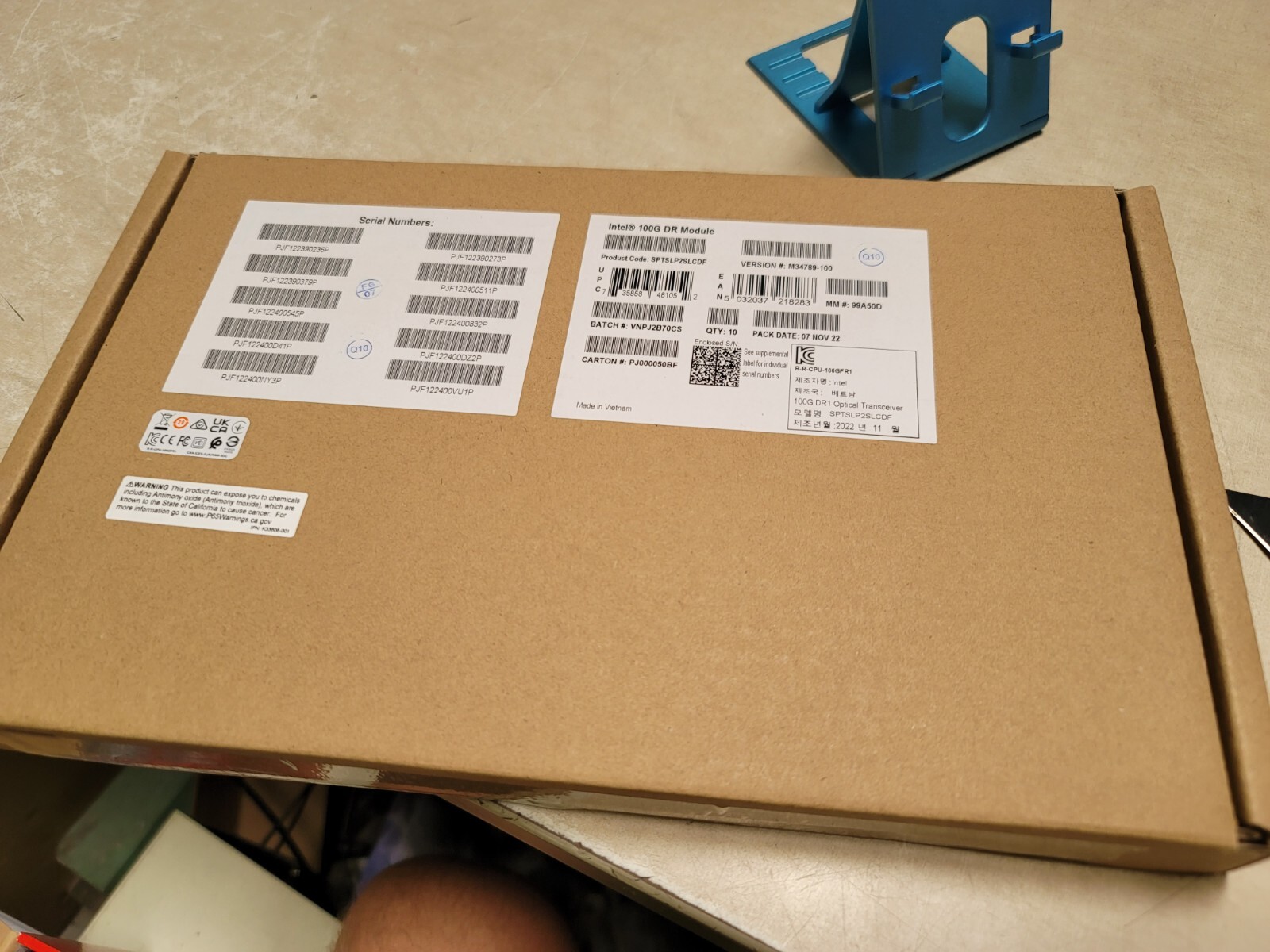 Box of 10 Intel QSFP28 100G DR Optical Transceiver Modules SPTSLP2SLCDF C1667
