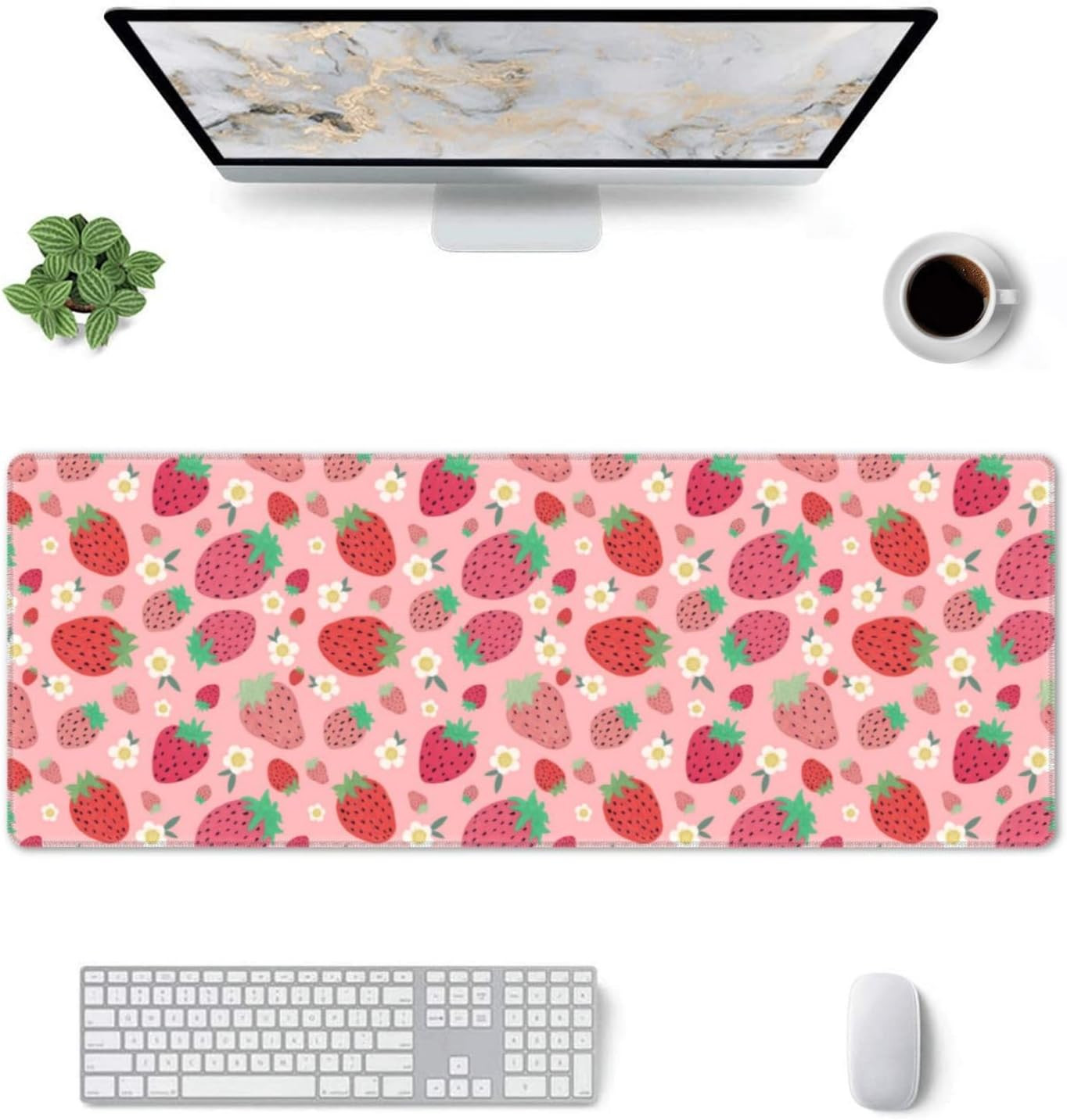 Strawberry Mouse Pad XL Large Mousepad Non Slip Rubber Base Desk Mat for Laptop