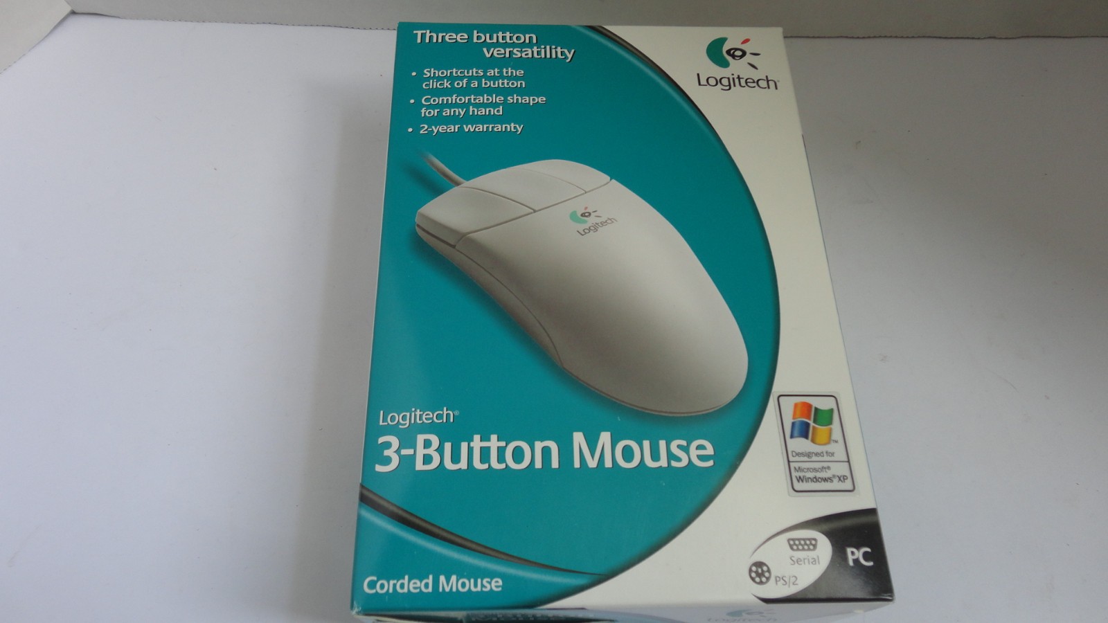 Vintage Logitech Pilot Mouse PS/2 Serial   New Sealed Box