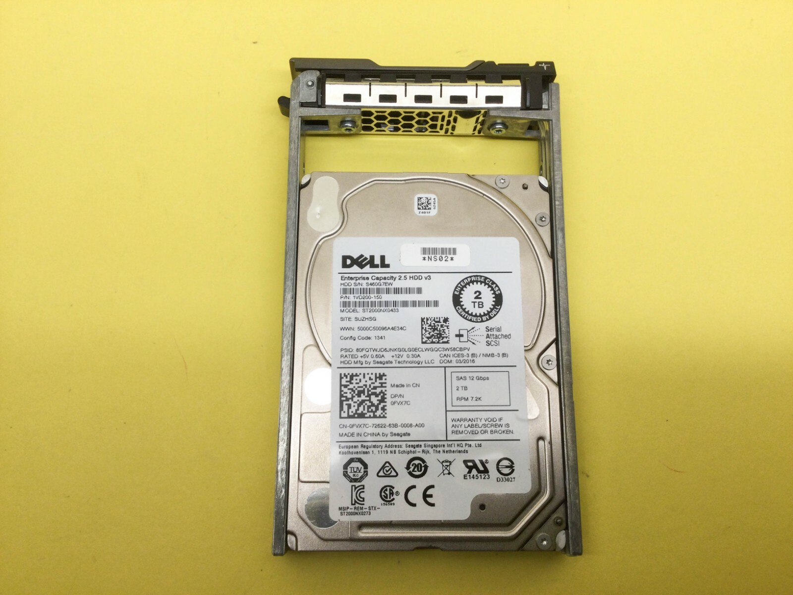 FVX7C ST2000NX0433 FOR Dell ENT 2TB 7.2KRPM 12Gb/s 2.5" SAS HDD Hard Drive