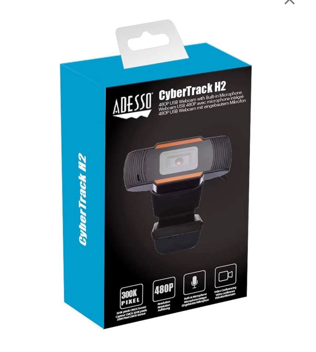 Adesso CyberTrack H2 480p HD Webcam, built in microphone, USB Webcam-UK