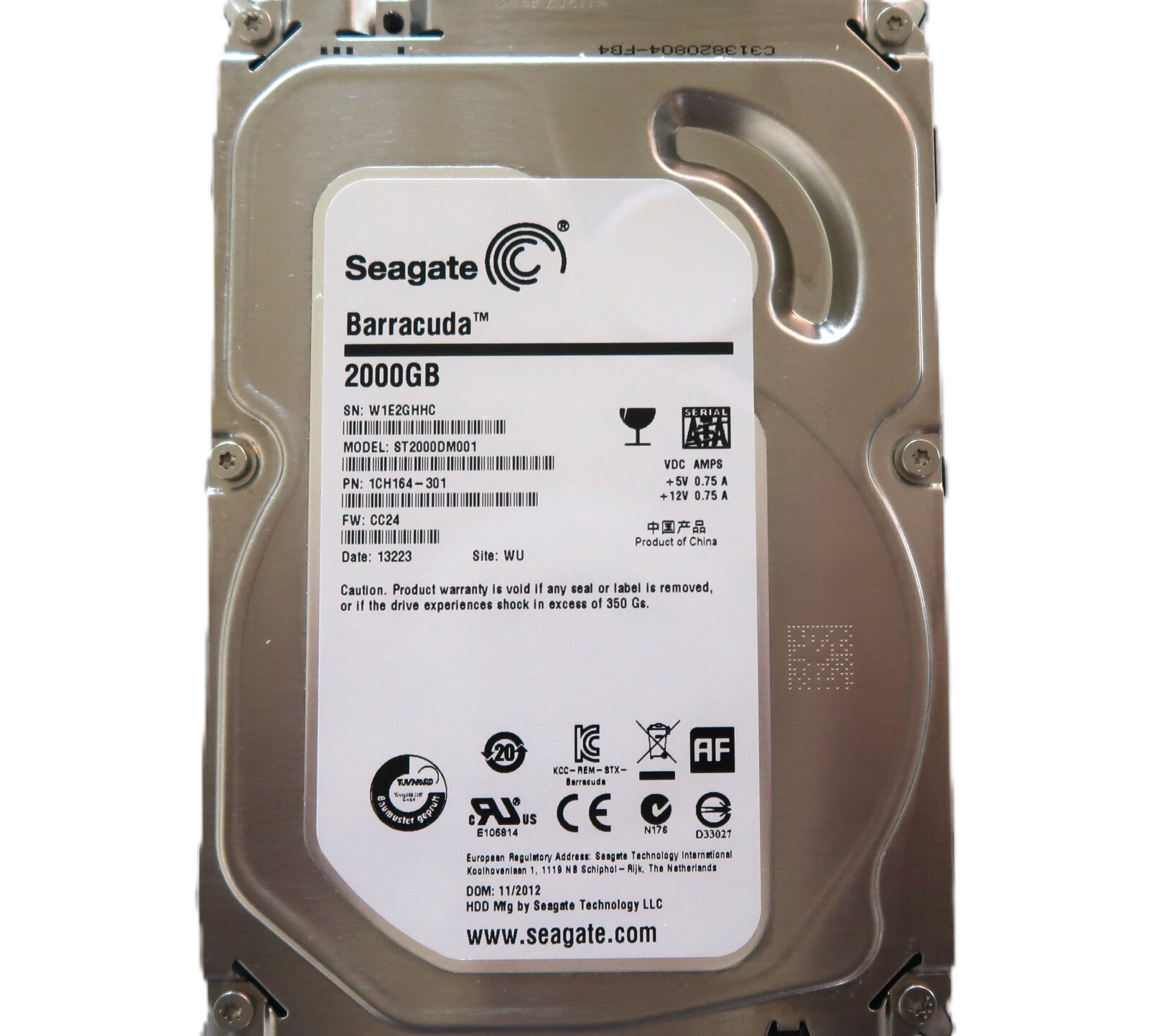 Seagate ST2000DM001 PN: 1CH164-301 Site:WU FW:CC24 (W1E) 2TB 3.5" Sata NOV/2012