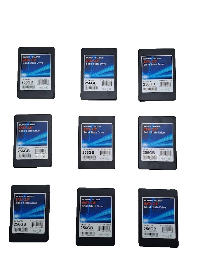 Lot of 9 Super Talent FTM56N325H 256GB 2.5" SSD Solid State Drive