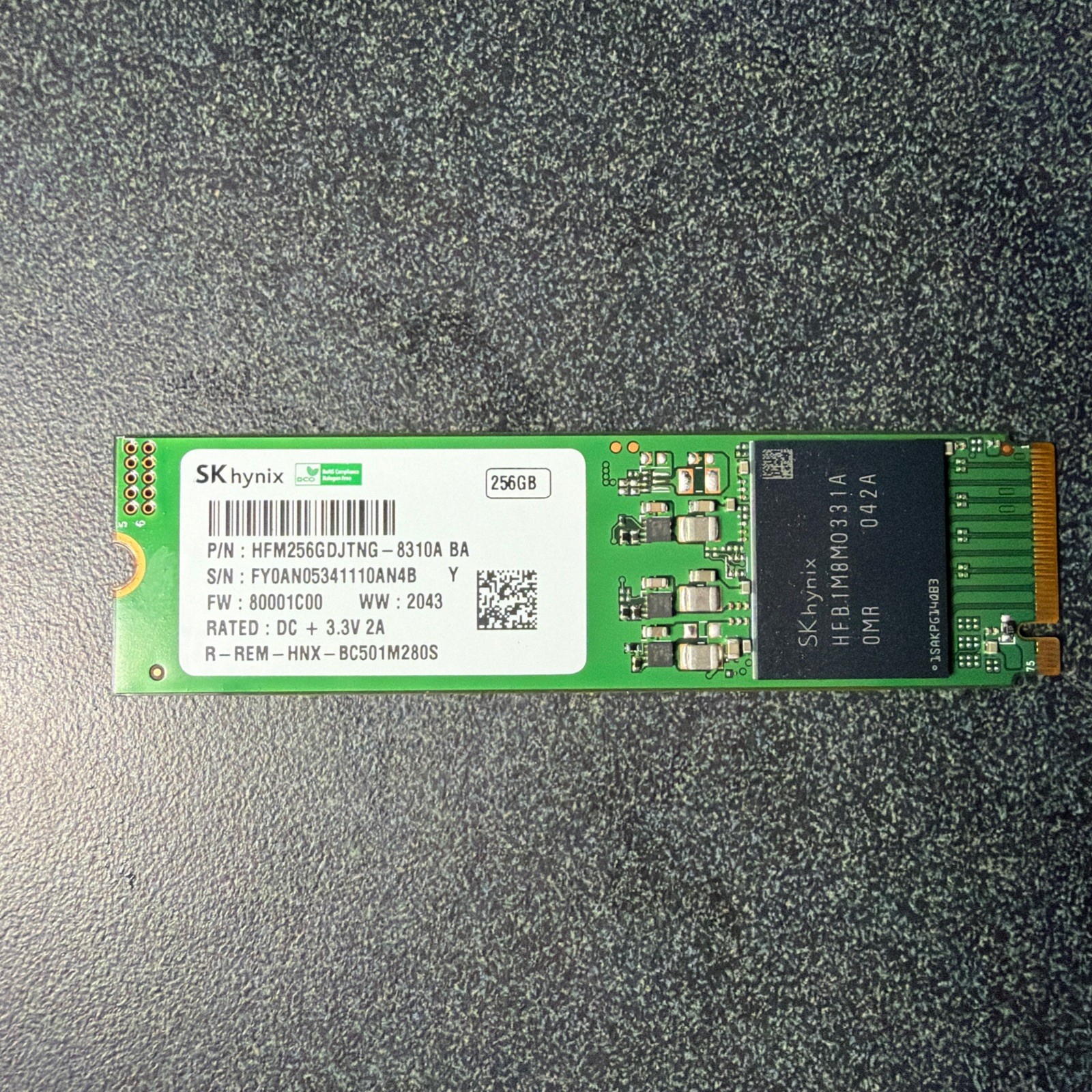 SK Hynix BC501 256GB M.2 NVMe SSD HFM256GDJTNG-8310A BA