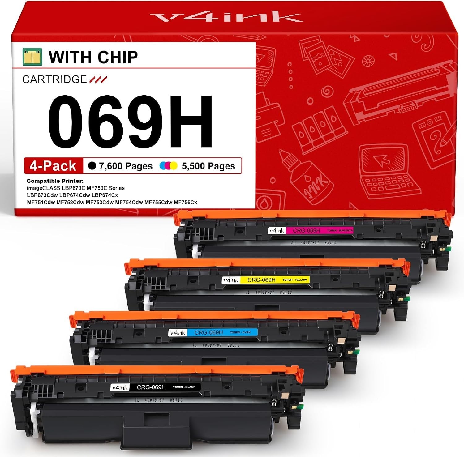 069H Toner Cartridges 4 Pack Replacements printer ink