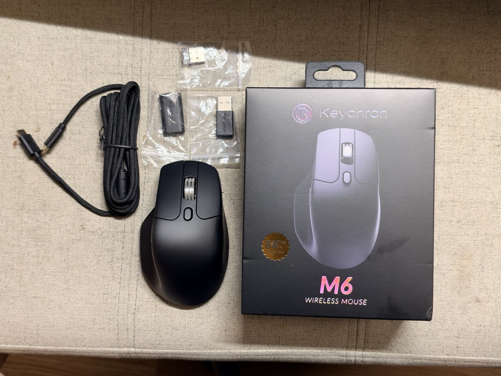 Keychron M6 Wireless Mouse Black (Premium Wheel) PixArt 3950 (8KHz Polling Rate)