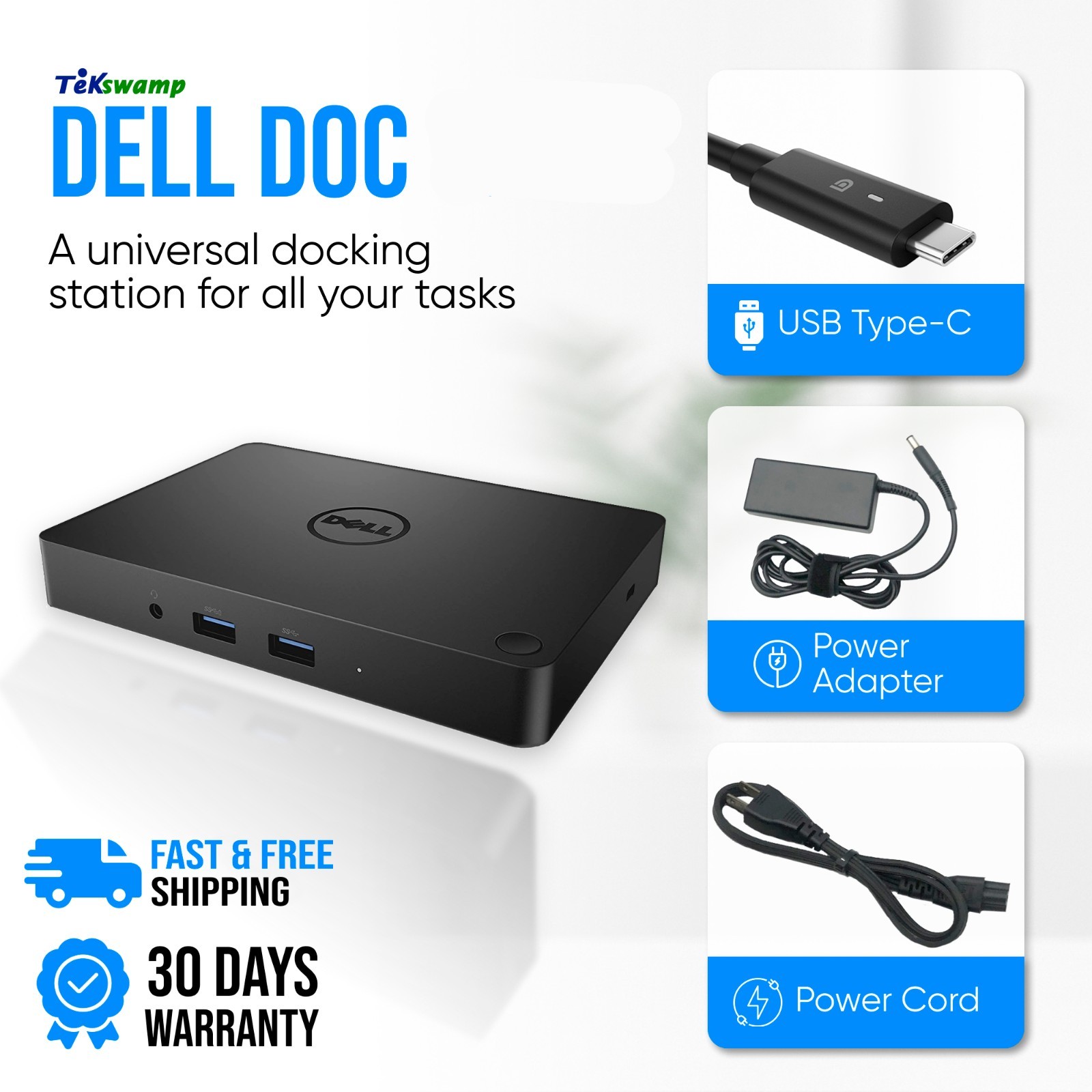 Dell USB-C 4K Dock Station for Vostro 5501 5502 5510 5620 w/130W AC Adapter