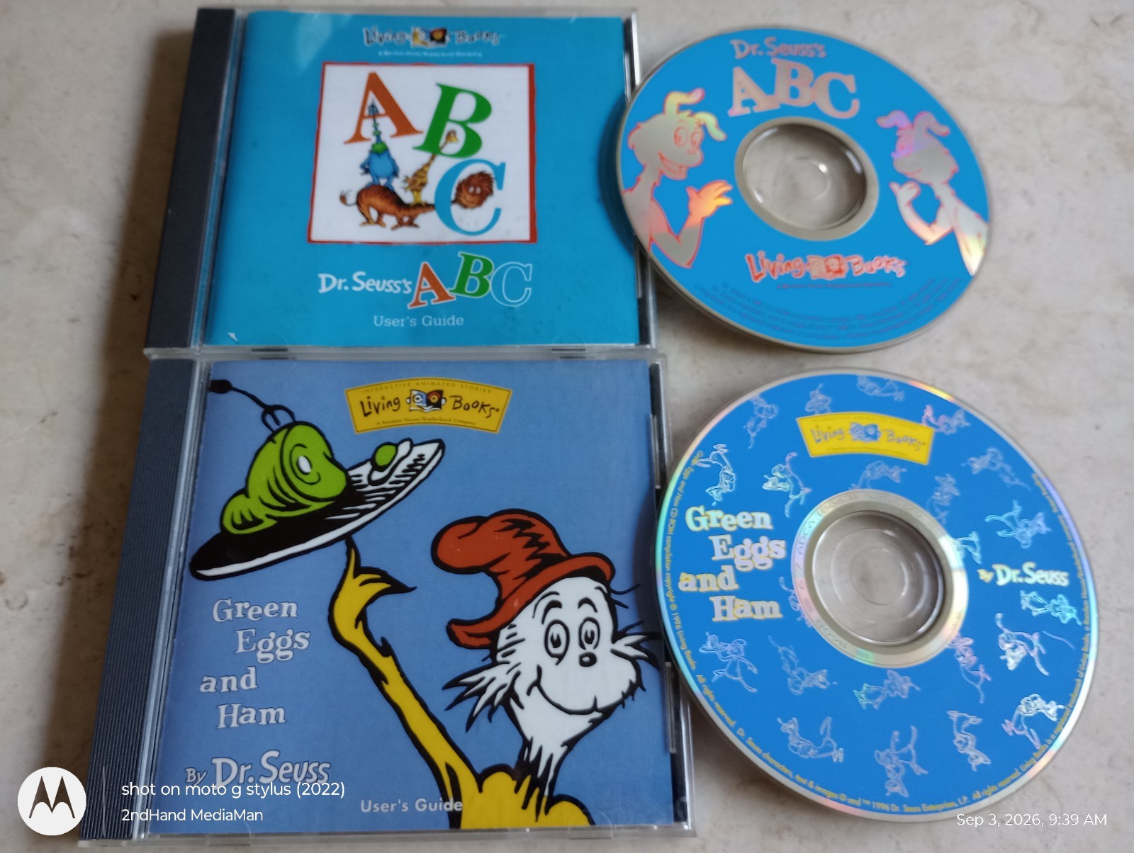 LIVING BOOKS DR SEUSS GREEN EGGS HAM & ABC / A B C 2 PC CD ROM LOT