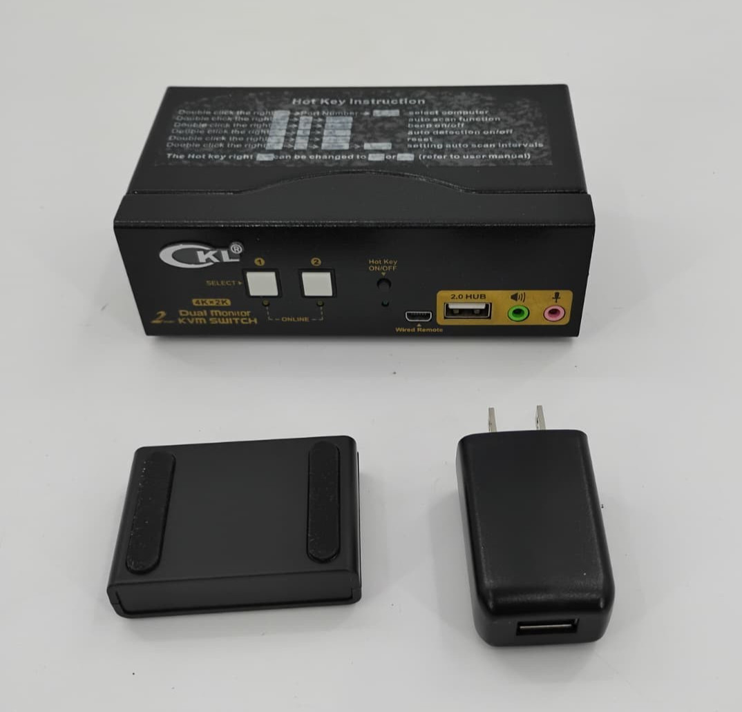 CKL 2 Port Dual Monitor HDMI KVM Switch 4K 2 Computers 2 Monitors CKL-922HUA Kit