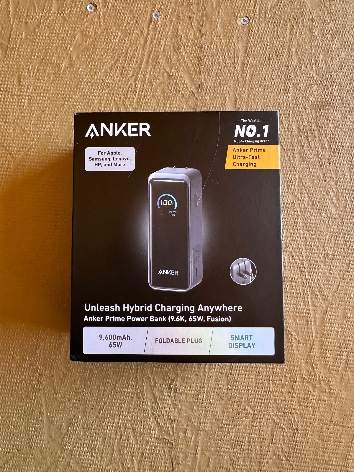 Anker Prime Power Bank 9.6K 65W with Foldable Plug and Smart Display