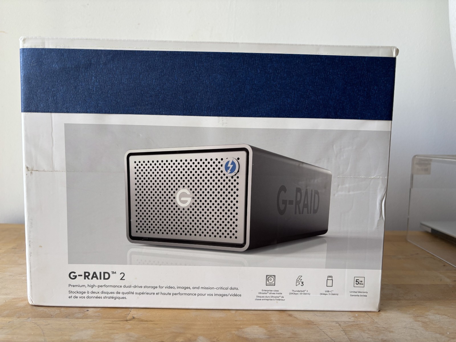 G-Technology 8TB G-RAID 2-Bay Thunderbolt 3 RAID Array Drive - Silver (0G05748)