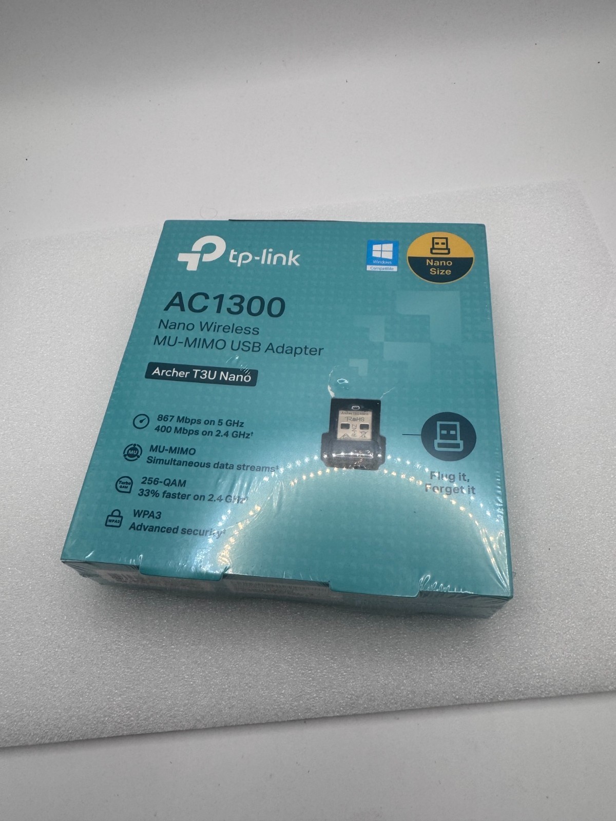 SEALED TP-Link Nano USB WiFi Adapter for PC (Archer T3U Nano) AC1300 Black, gold
