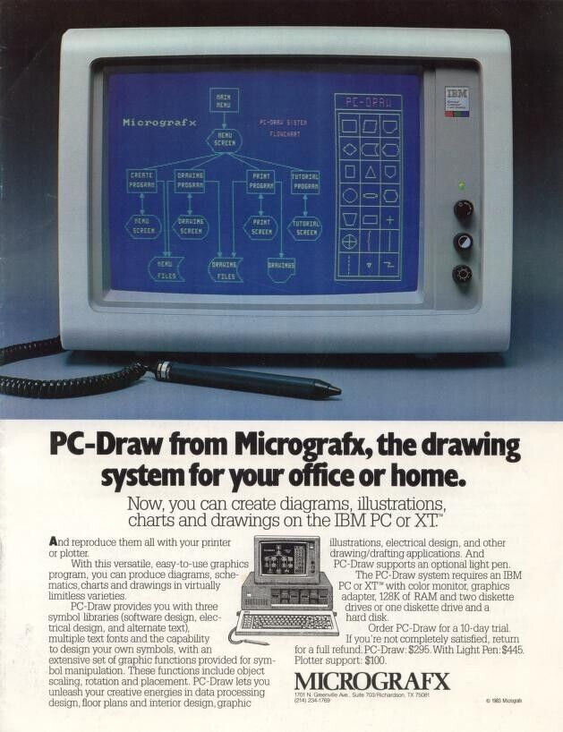 PC-Draw Software By Micrografx 1983 Version 1.4