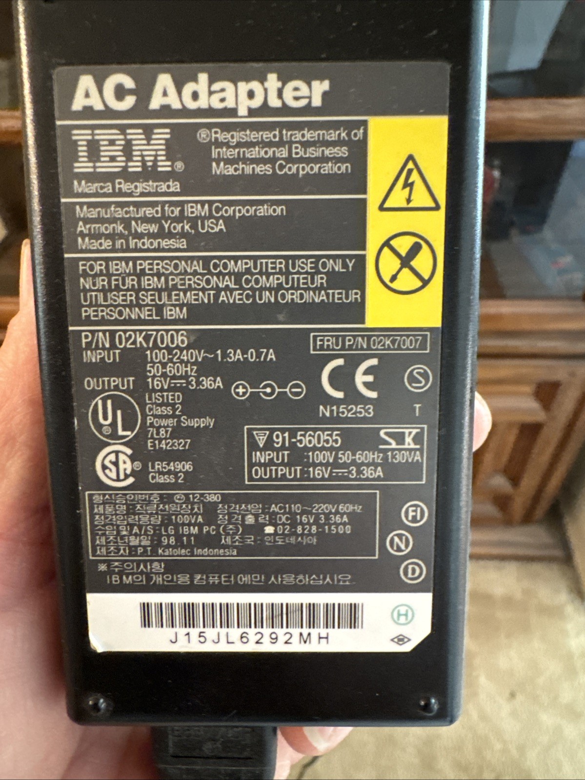 Genuine IBM (02K7006) 16V 3.36A AC Adapter / Power Supply Only **READ**