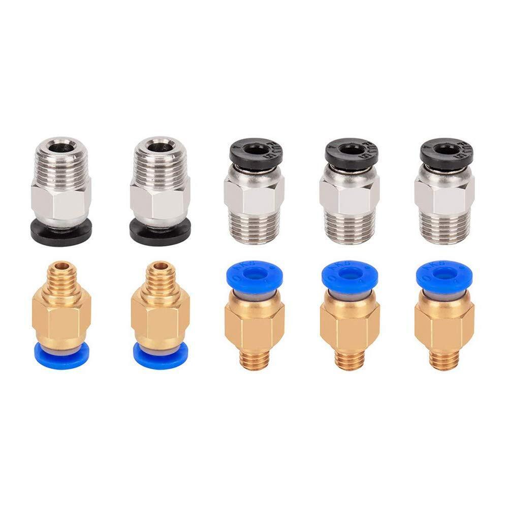 Aokin 5 Pcs PC4-M6 Pneumatic Fitting and 5 Pcs PC4-M10 Pneumatic Fitting for ...