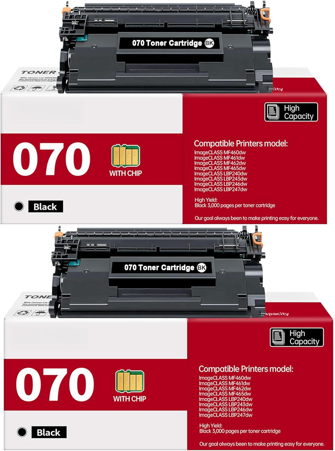 070 070H Toner Cartridge CRG070 CRG-070 for Canon imageCLASS MF465dw MF462dw 2PK